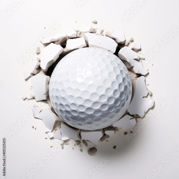 Obraz Golf ball breaking through background