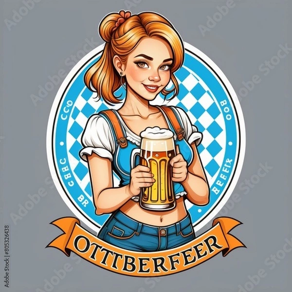 Fototapeta oktoberfest girl with beer  created with generative AI software.