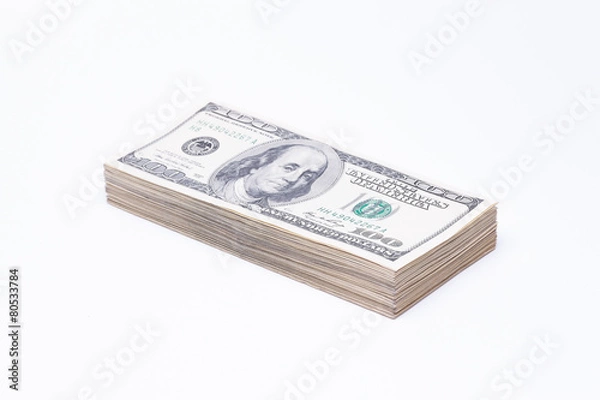 Fototapeta Dollars and Isolated On White