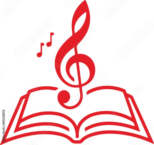 Obraz 
A red and white book with a musical note on it