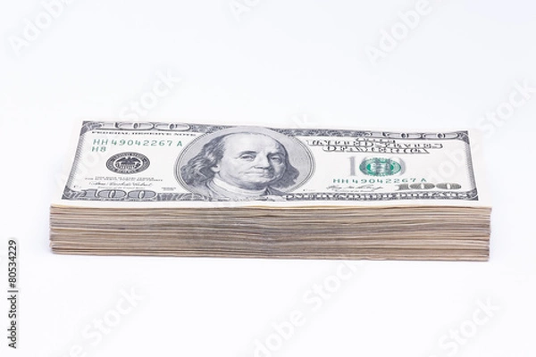 Fototapeta Dollars and Isolated On White