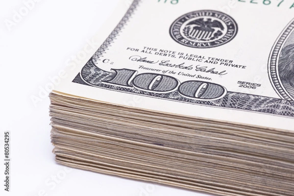 Fototapeta Dollars and Isolated On White