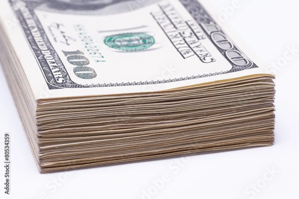 Fototapeta Dollars and Isolated On White