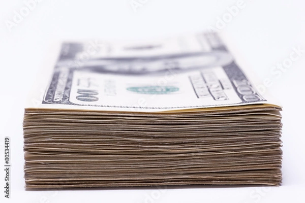 Fototapeta Dollars and Isolated On White