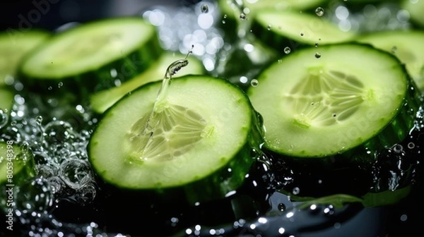 Fototapeta refreshing cooking cucumber background