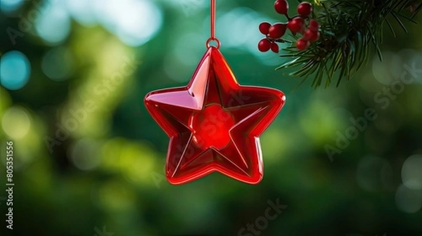 Fototapeta shiny red star