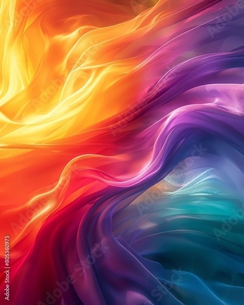 Fototapeta Rainbow color streams, wideangle, flowing in digital space, vibrant, abstract wonder