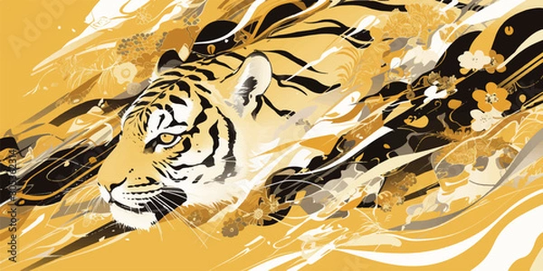 Obraz おしゃれな和風の虎　年賀素材