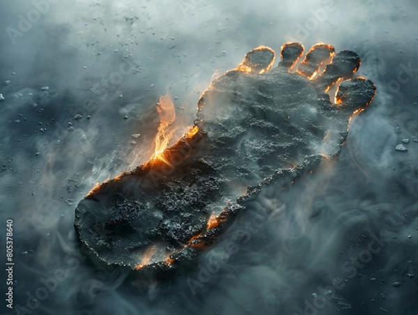 Obraz Pollution Footprint Visualizes Smoke Signals Environmental Damage