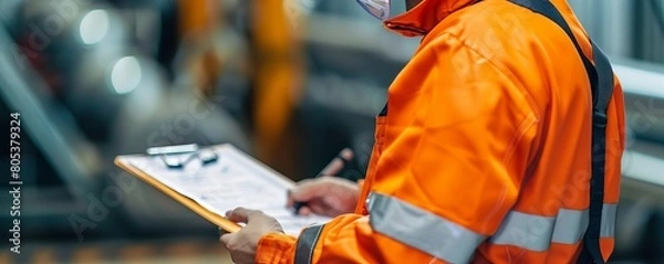 Fototapeta Operations Manager conducting safety audits and ensuring compliance with health and safety regulations