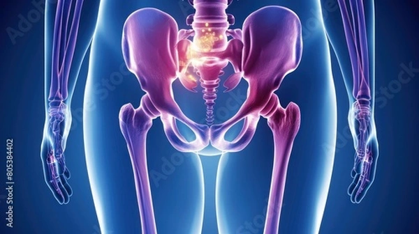 Fototapeta Detailed Human Skeleton With Highlighted Bones