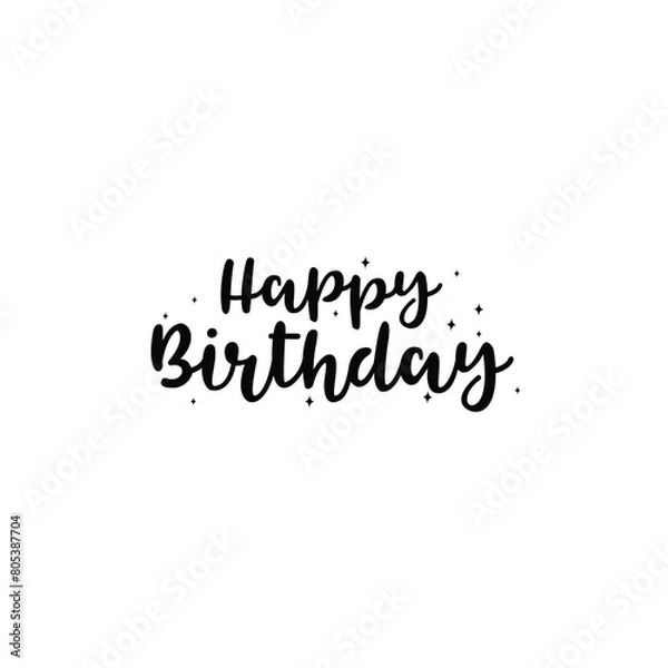 Fototapeta Happy Birthday.Beautiful greeting card scratched calligraphy black text vector template