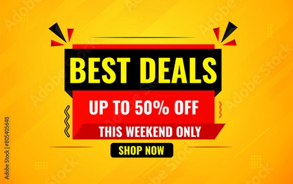 Fototapeta Best Deals Sale Banner Design Sale template. Best deal banner, Sales banner Vector design promotion for digital and print market