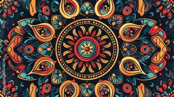 Fototapeta Vibrant mandala with mesmerizing patterns