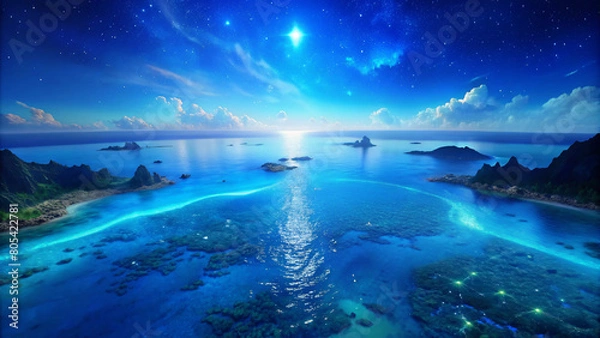 Obraz Bioluminescent Bay under Starry Sky