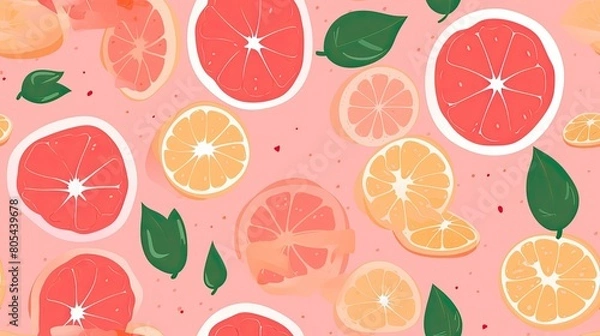 Obraz seamless pattern of refreshing grapefruits backgrounds illustrations