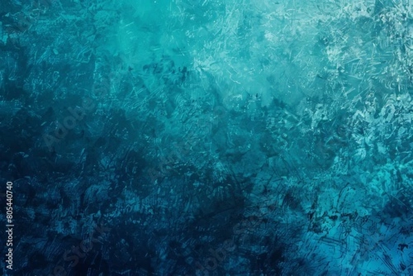 Fototapeta Azure cyan grainy color gradient background glowing noise texture cover header poster design
