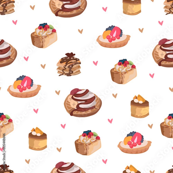 Fototapeta Dessert seamless pattern background.
