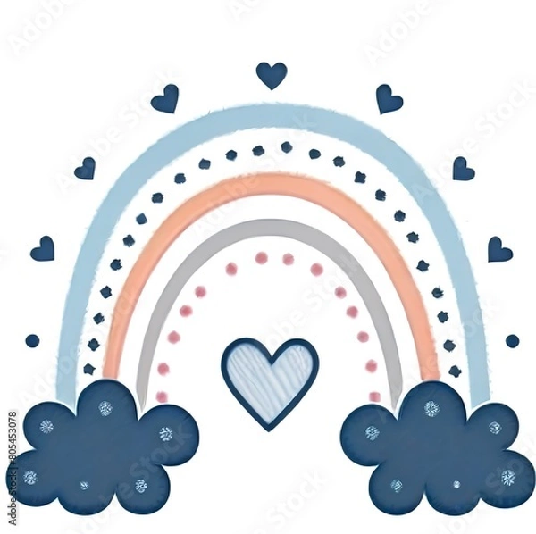 Obraz Blue rainbow with hearts