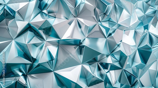 Fototapeta abstract polygonal design of cerulean and silver, ideal for an elegant abstract background