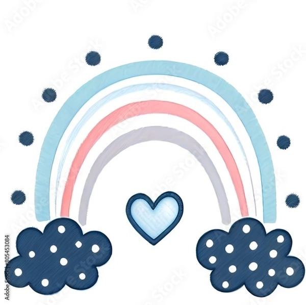Obraz Rainbow drawing hearts blue dots