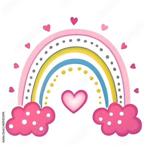 Obraz Rainbow pink with hearts