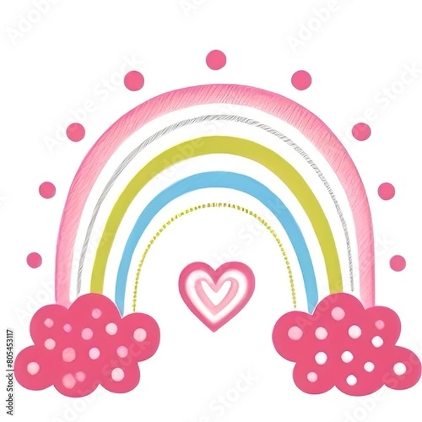 Obraz Pink rainbow with hearts