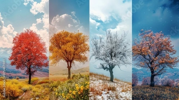 Fototapeta Behold the breathtaking spectacle of all four seasons in this captivating image