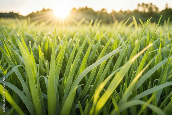 Obraz Green grass in the field landscape closeup