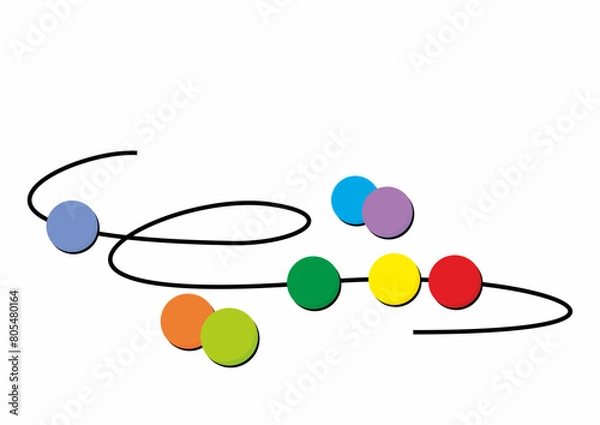 Fototapeta group of colorful beads on a string, vector illustration