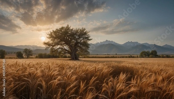 Fototapeta sunset in the field