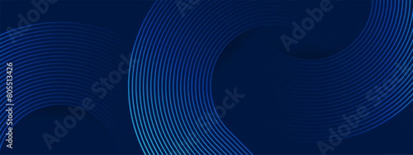 Obraz blue background with curved and overlapping blue gradient lines