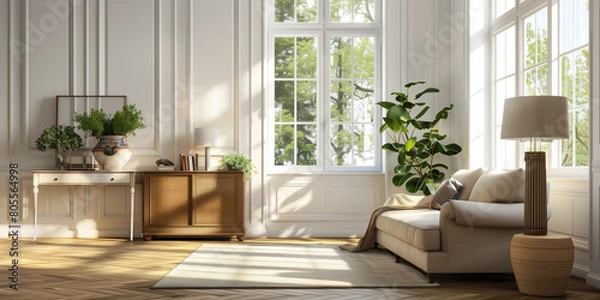 Fototapeta Interno. Camera di lusso un albergo o di una casa. Ampio spazio per la luce. Arredamento.