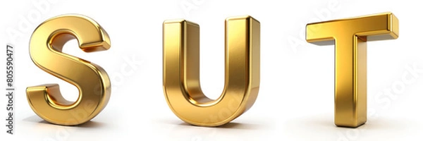 Obraz Numbers 0, 1, 2. Golden Alphabet: 3D Rendered Gold Letters Isolated on White Background.