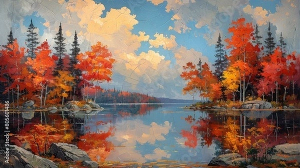 Fototapeta Trees Surrounding Large Body of Water