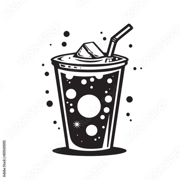 Obraz Soft drink in cartoon, doodle style . Image for t-shirt, web, mobile apps and ui. Isolated 2d vector illustration in logo, icon, sketch style, Eps 10, black and white. AI Generative