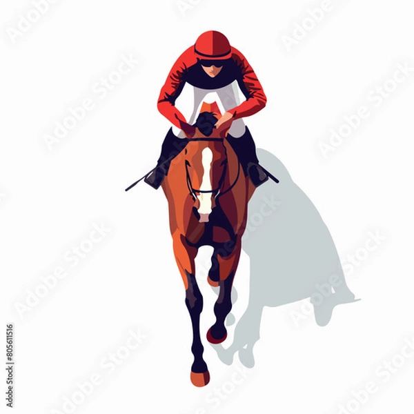 Fototapeta Horse and jockey in cartoon, doodle style. Image for t-shirt, web, mobile apps and ui. Isolated 2d vector illustration in logo, icon, sketch style, Eps 10. AI Generative