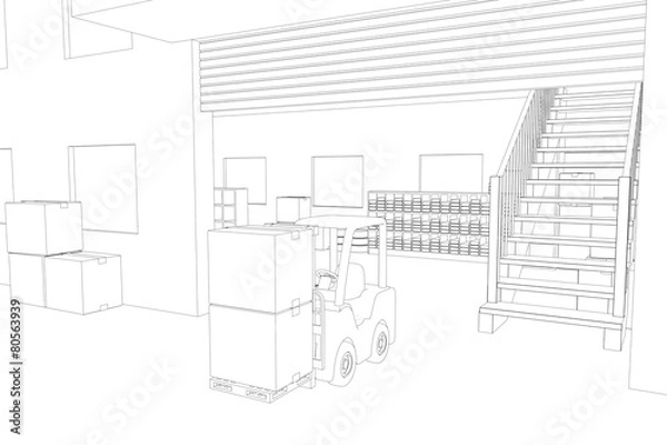Fototapeta 倉庫の線画