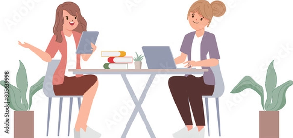 Obraz Business woman Brainstorming teamwork character. Co-working space office interior.