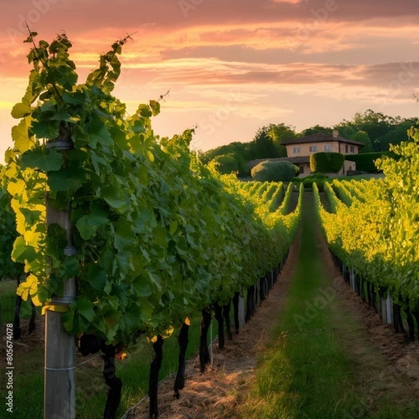 Fototapeta Vineyard at Sunset
