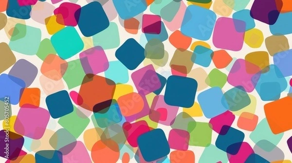 Fototapeta Vibrant pattern of randomly arranged rounded squares, Ai Generated.