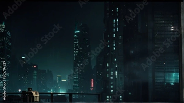 Fototapeta night city skyline , building, abstract, architecture, business, light, cityscape, lights, urban, blue