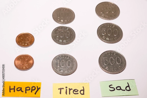 Obraz negative concept, people have money but no happy
