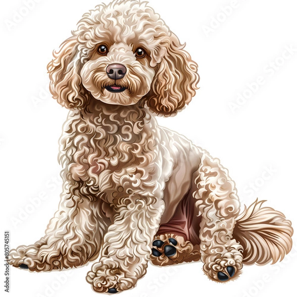 Fototapeta Clipart illustration of a poodle dog breed on a white background. Suitable for crafting and digital design projects.[A-0004]
