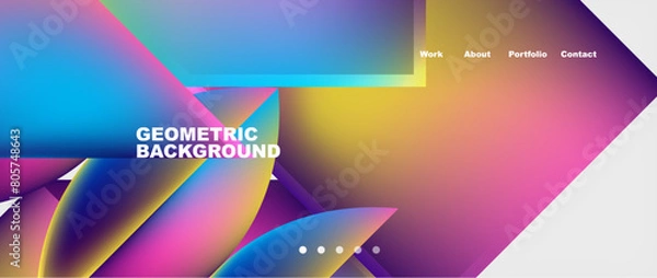 Obraz A colorful geometric background with a rainbow of colors including violet, magenta, electric blue. It resembles a CD or DVD disk with blank media and graphics in circular patterns