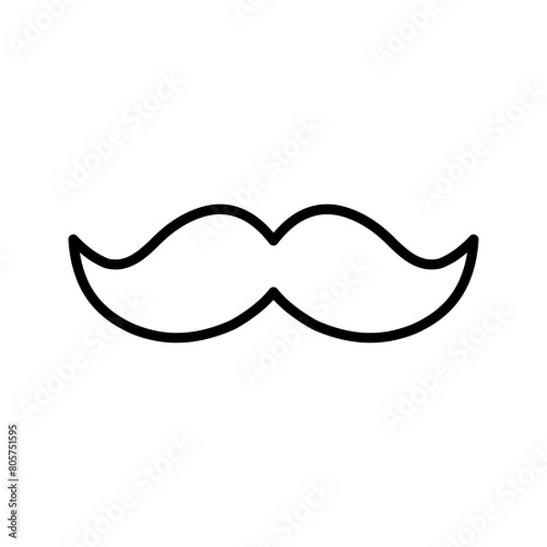 Fototapeta Moustache icon on blank background color editable