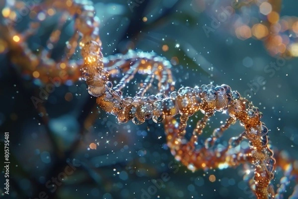 Fototapeta Ultra realistic scientific micrograph of a double helix DNA