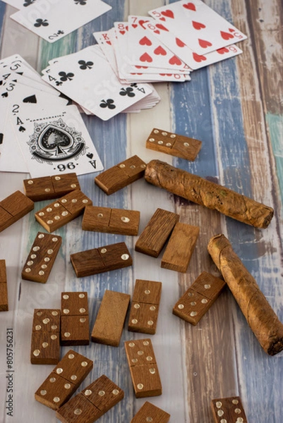 Obraz domino and poker cards on the table