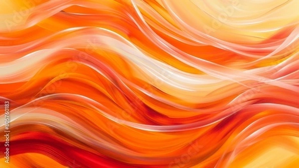 Fototapeta the mesmerizing allure of wavy orange and light red lines as they dance across the canvas
