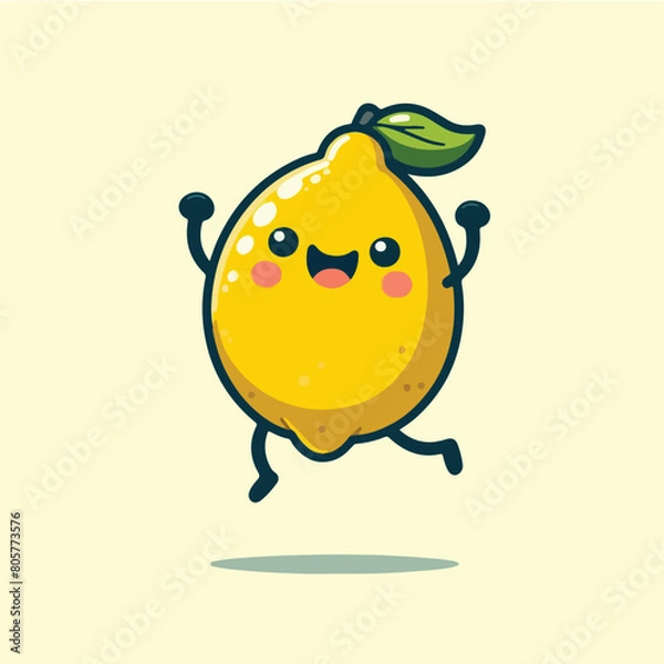 Obraz vector style illustration cute happy lemon mascot